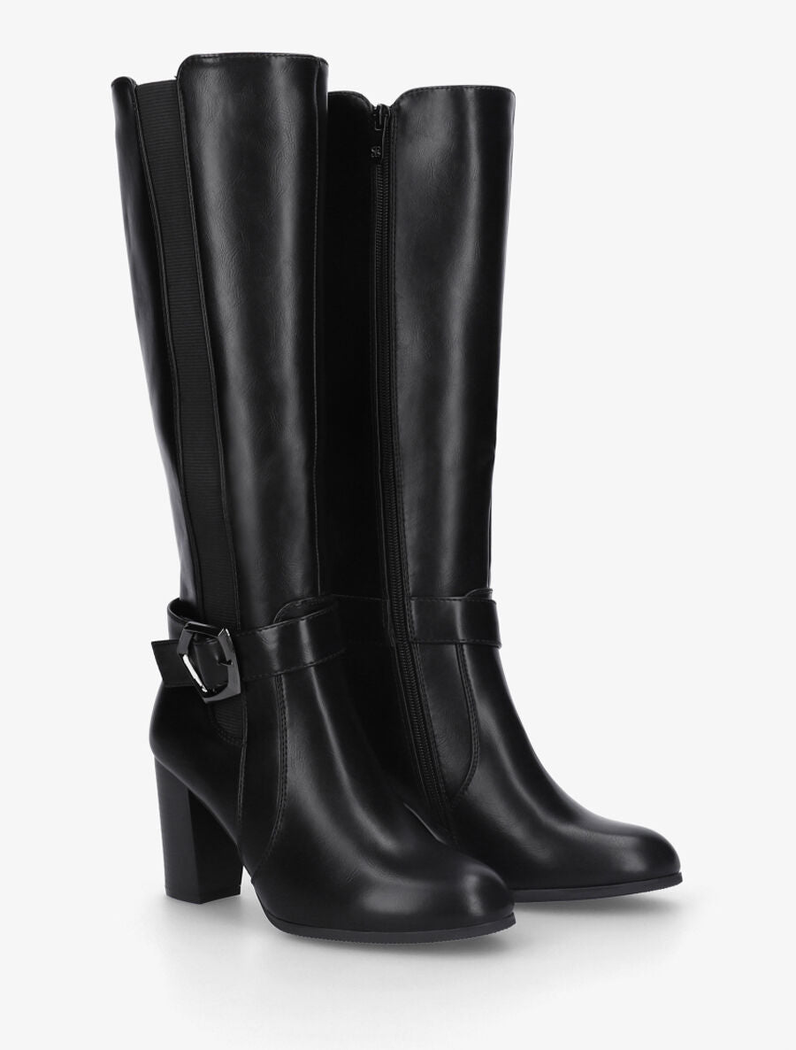 Bottes élastiquées à talon haut - Noir - 4