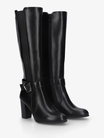 Bottes élastiquées à talon haut - Noir - 4