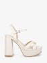 Sandales croisées à talon et plateforme - Beige - 1