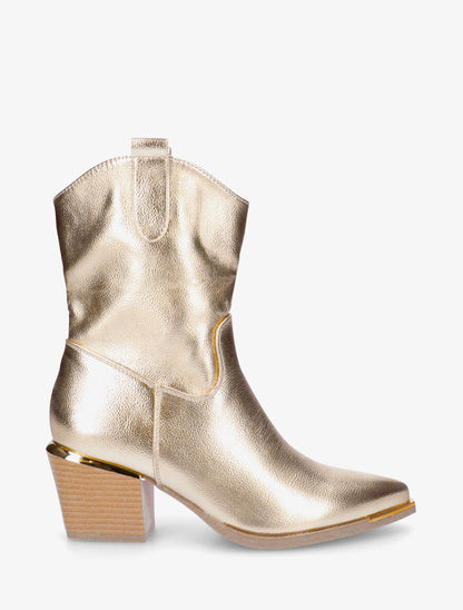 Bottines style santiags en simili - Or - 5