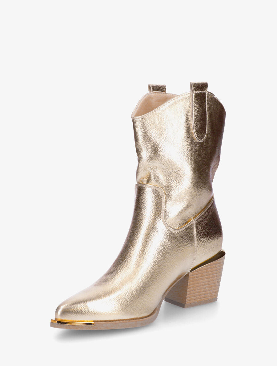 Bottines style santiags en simili - Or - 3