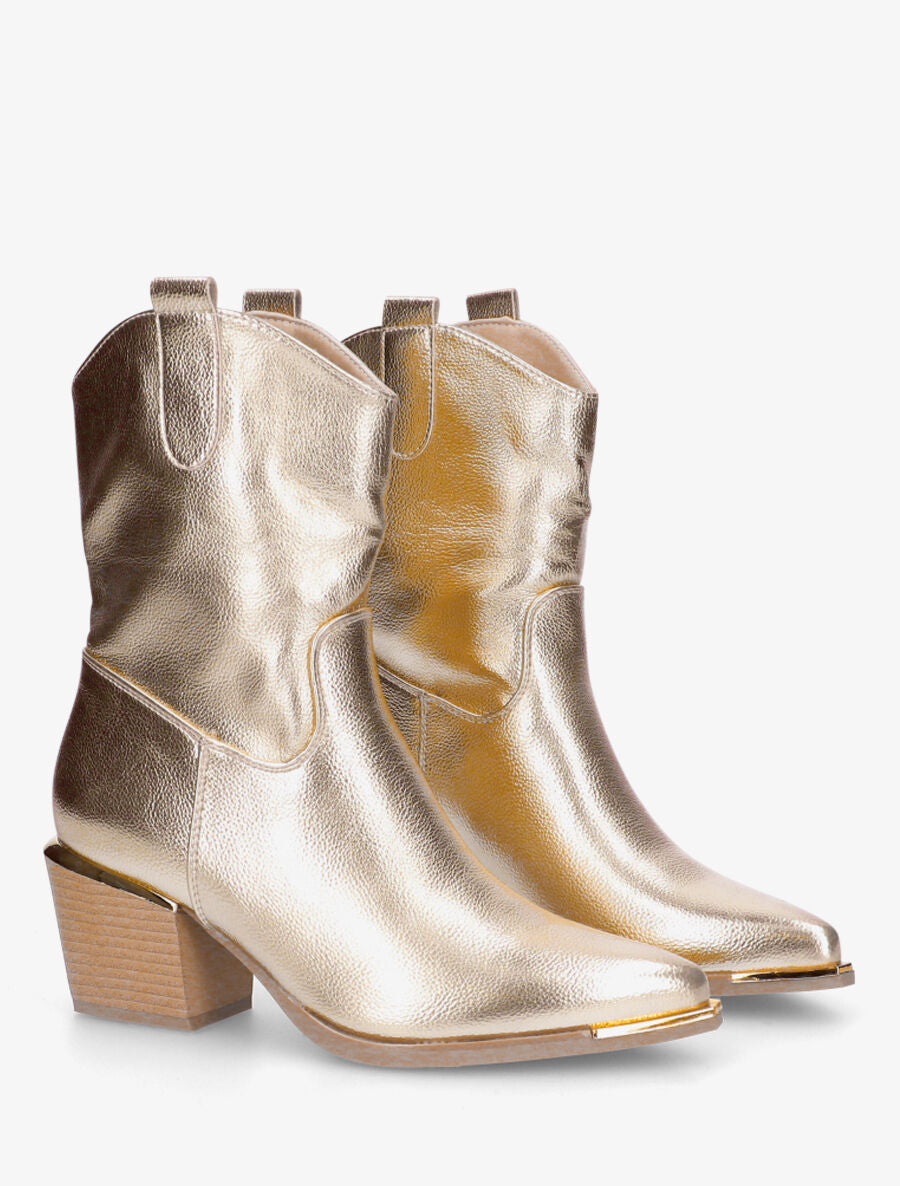 Bottines style santiags en simili - Or - 4