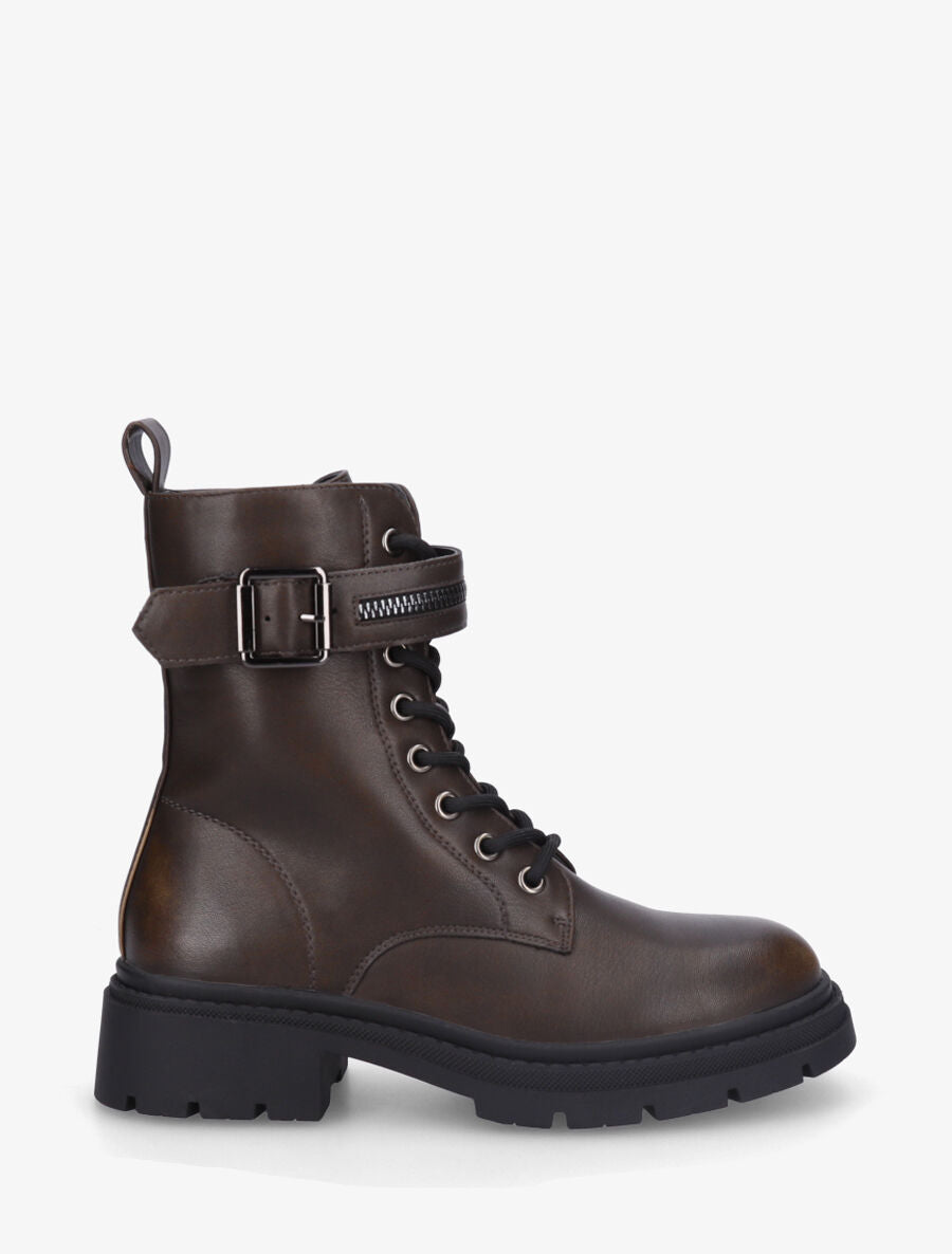 Bottines montantes à lacets - Marron - 5