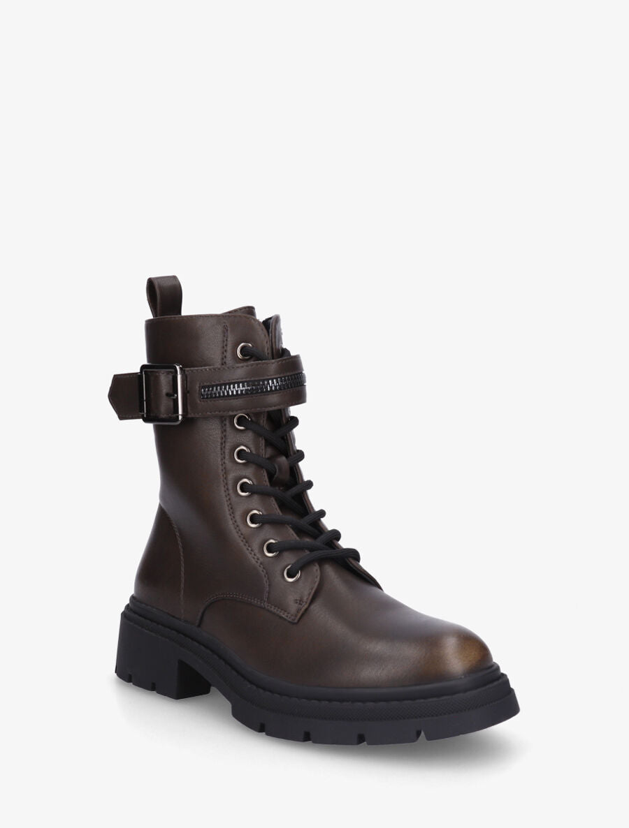 Bottines montantes à lacets - Marron - 2