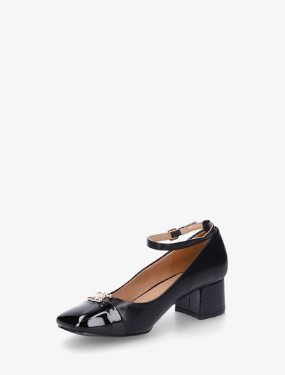 Escarpins en simili à bride - Noir - 3