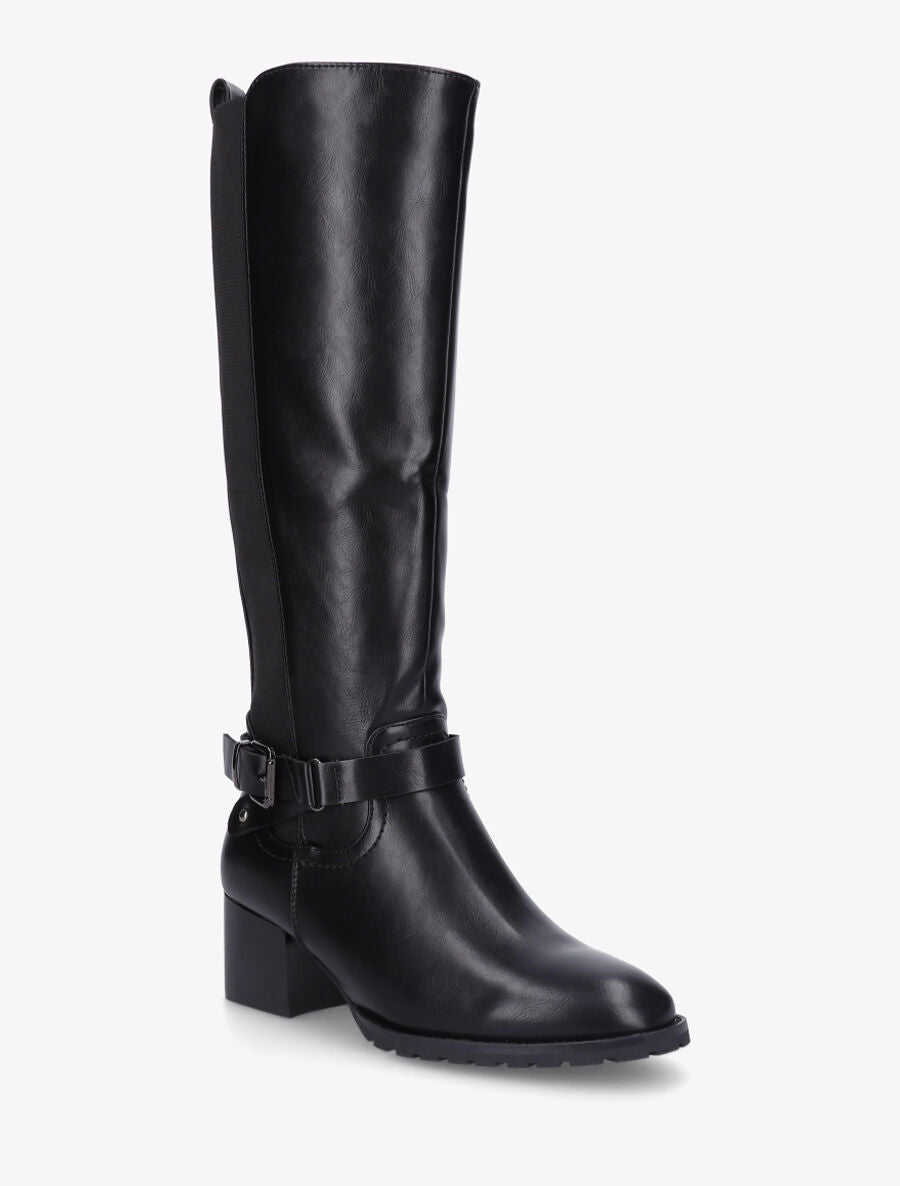 Bottes élastiquées en simili - Noir - 2