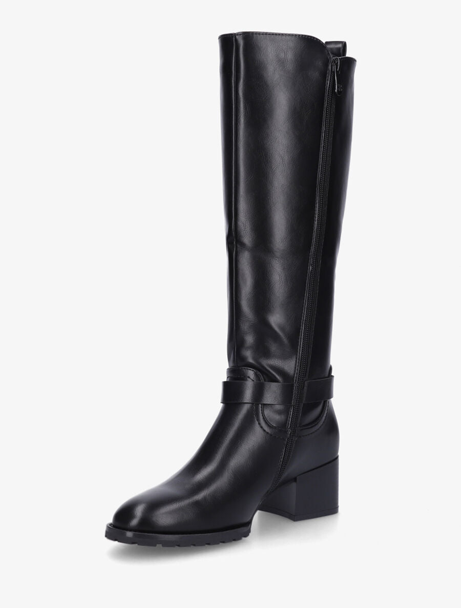 Bottes élastiquées en simili - Noir - 3