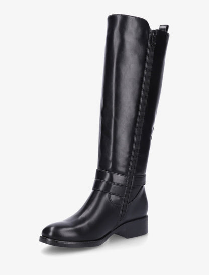 Bottes à talon en simili et tissu - Noir - 3