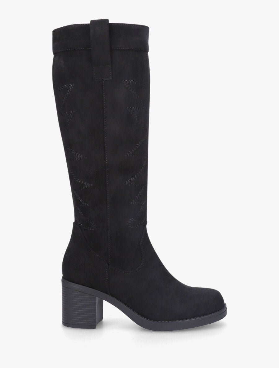 Bottes en suédine brodées - Noir - 5