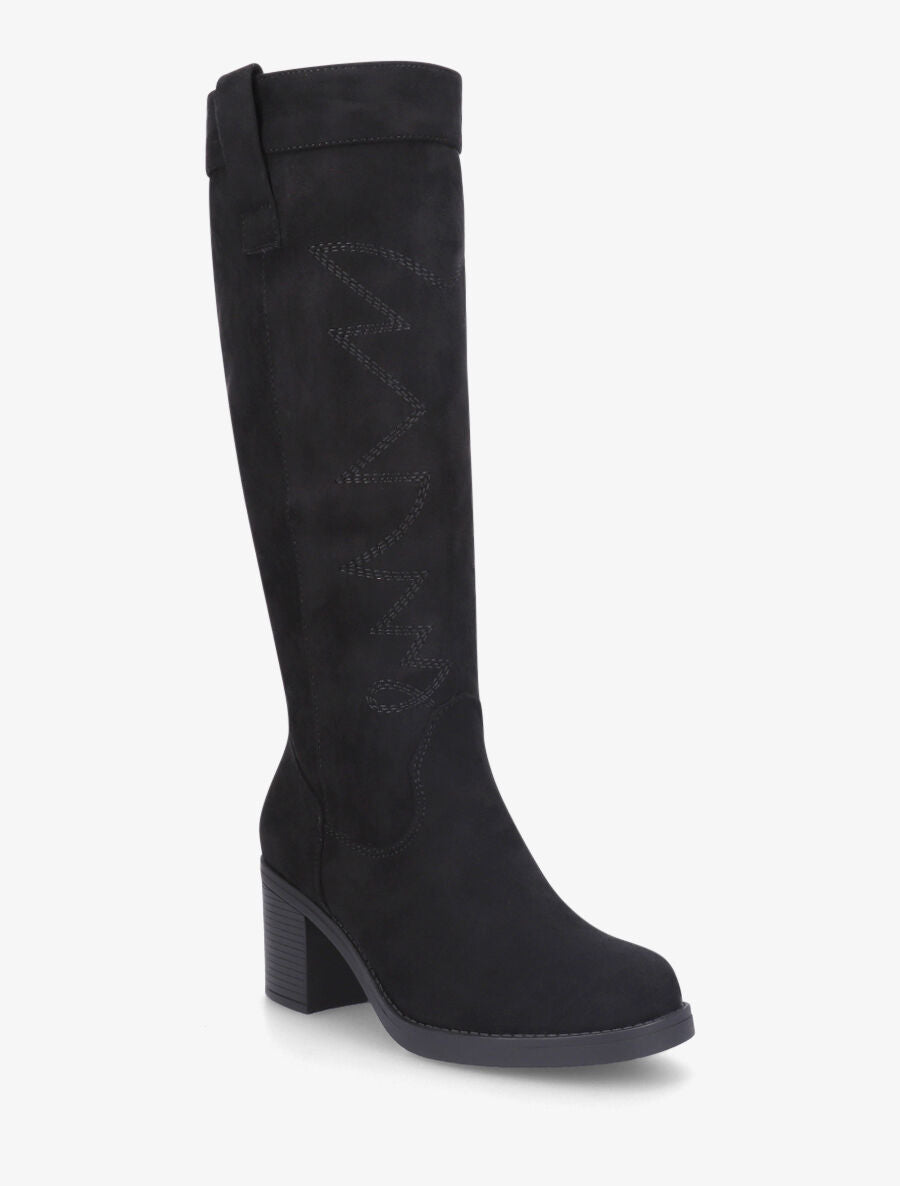 Bottes en suédine brodées - Noir - 2