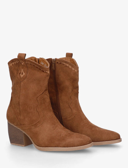 Bottines santiags à talon bottier - Camel - 4