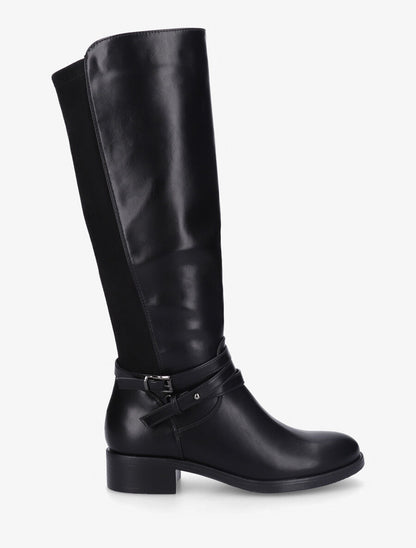 Bottes en similicuir à empiècement suédine - Noir - 1