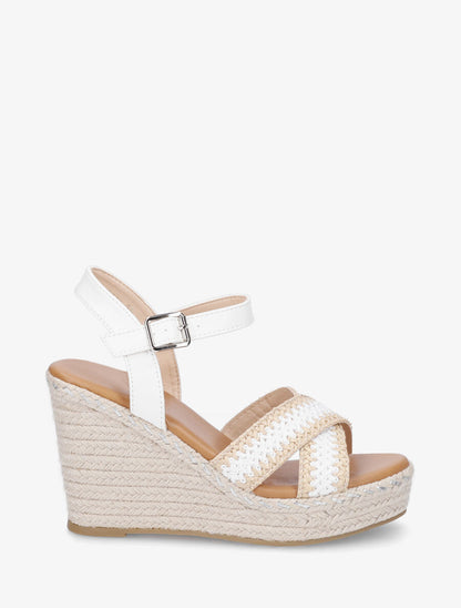 Sandales compensées à brides croisées - Blanc - 5