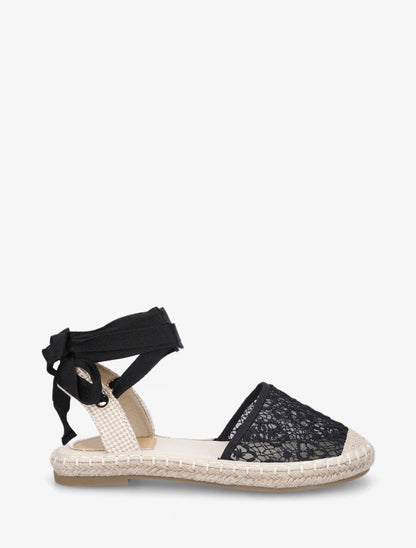 Espadrilles avec liens à nouer - Noir - 1
