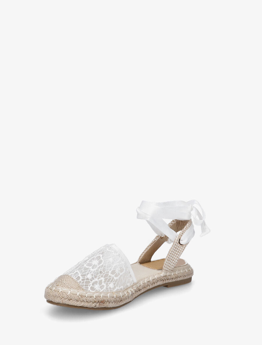 Espadrilles avec liens à nouer - Blanc - 3