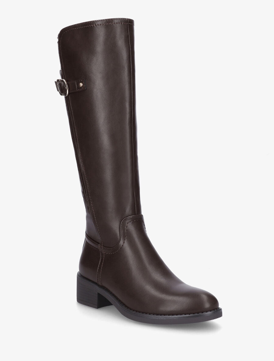 Bottes unies élastiquées à talon - Marron - 2