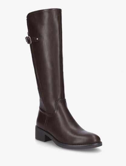 Bottes unies élastiquées à talon - Marron - 2