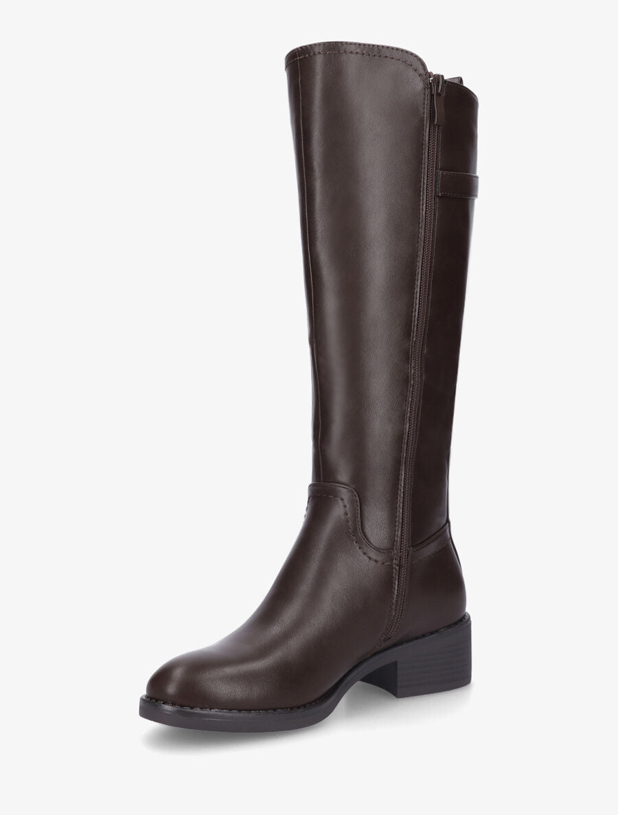 Bottes unies élastiquées à talon - Marron - 3