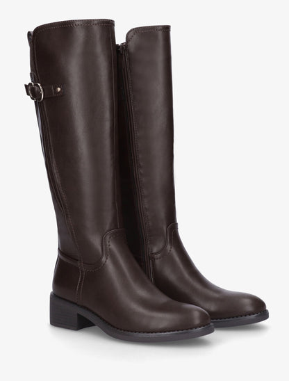Bottes unies élastiquées à talon - Marron - 4