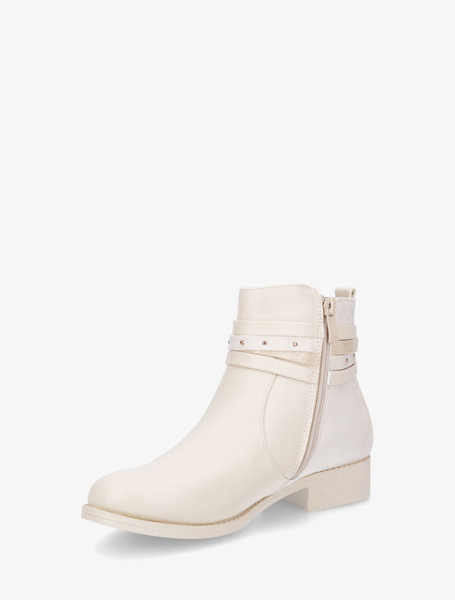 Bottines bi-matière à bandes dépareillés - Crème - 3