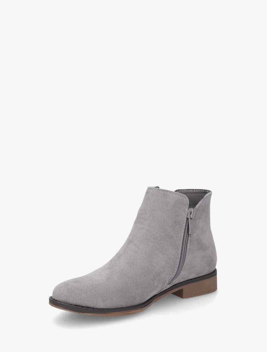 Bottines en suédine à zip décoratif - Gris - 3