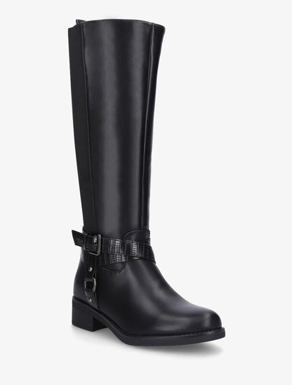 Bottes élastiquées à détail effet croco - Noir - 2