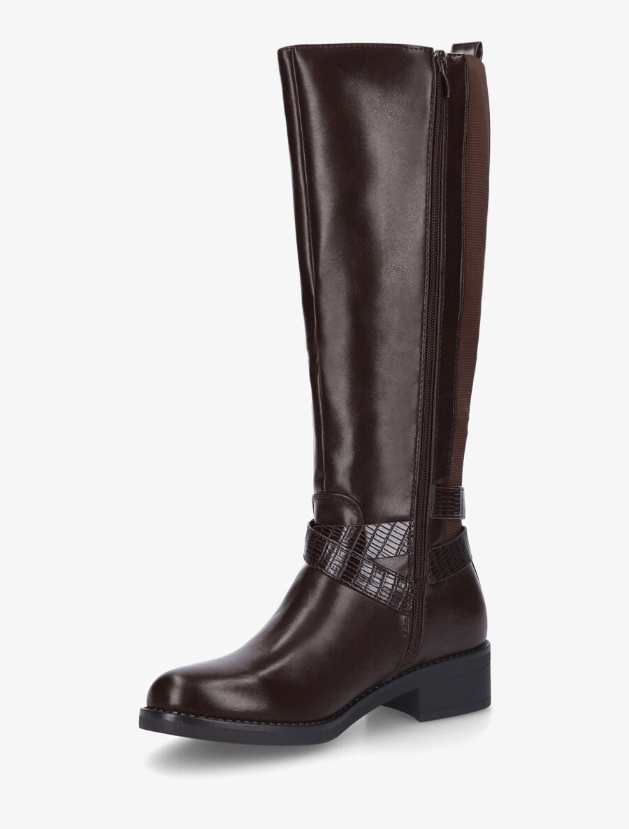 Bottes élastiquées à détail effet croco - Marron - 3