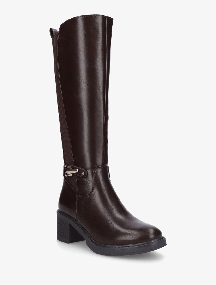 Bottes élastiquées à talon - Marron - 2