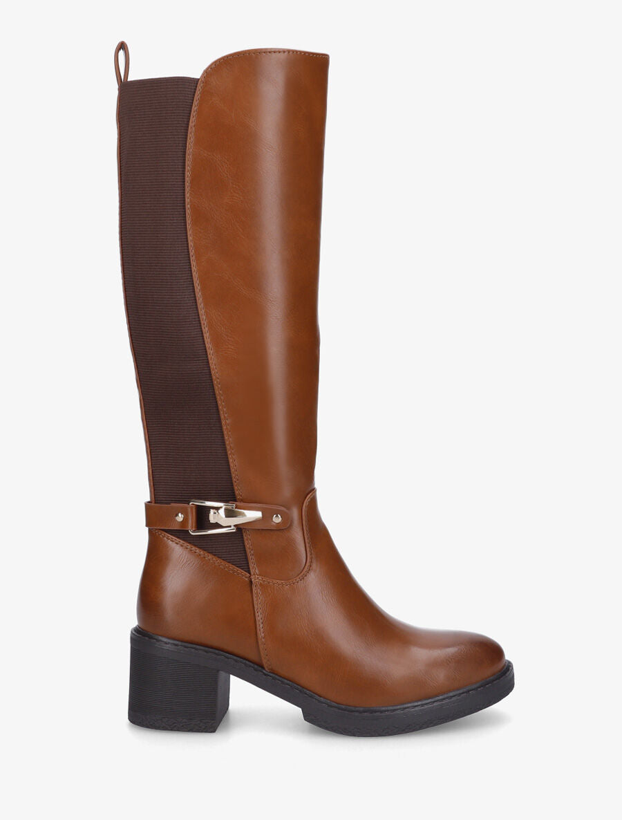 Bottes élastiquées à talon - Camel - 1
