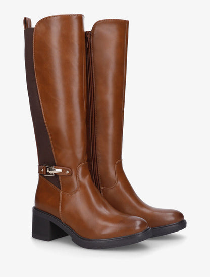 Bottes élastiquées à talon - Camel - 4