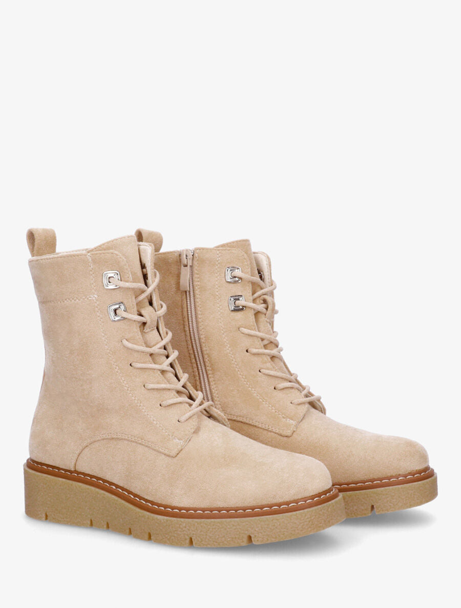 Bottines montantes en suédine - Beige - 4