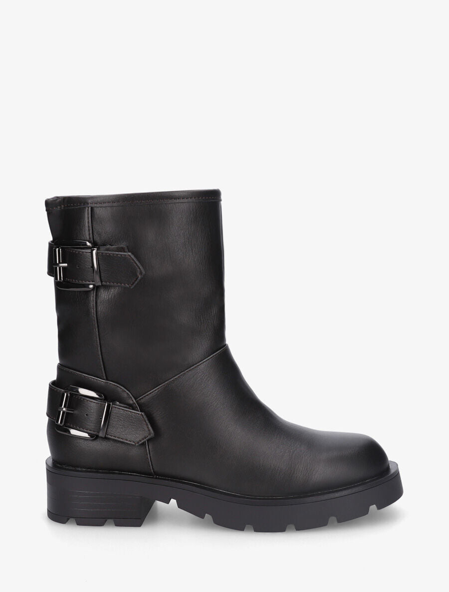 Bottines en simili à double sangles - Anthracite - 5