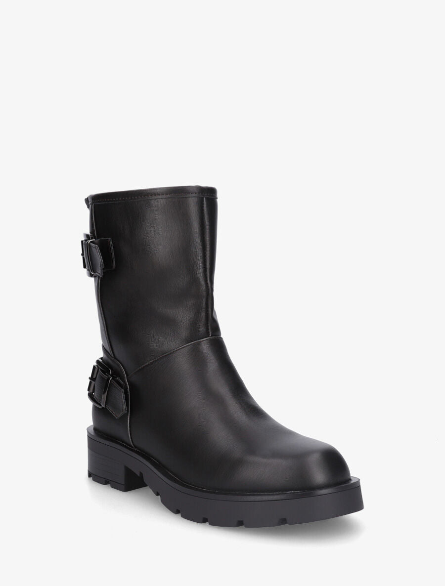 Bottines en simili à double sangles - Anthracite - 2