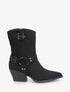 Bottines en suédine style santiags - Noir - 5