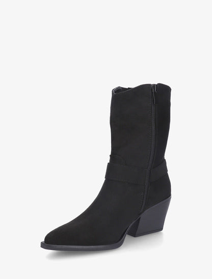 Bottines en suédine style santiags - Noir - 3