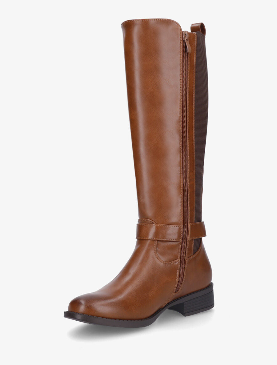 Bottes unies élastiquées et sanglées - Camel - 3