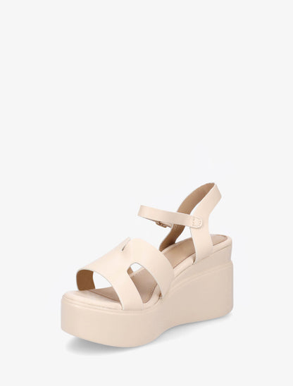 Sandales compensées à ganses stylisées - Beige - 3