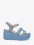 Sandales compensées à ganses stylisées - Bleu - 1