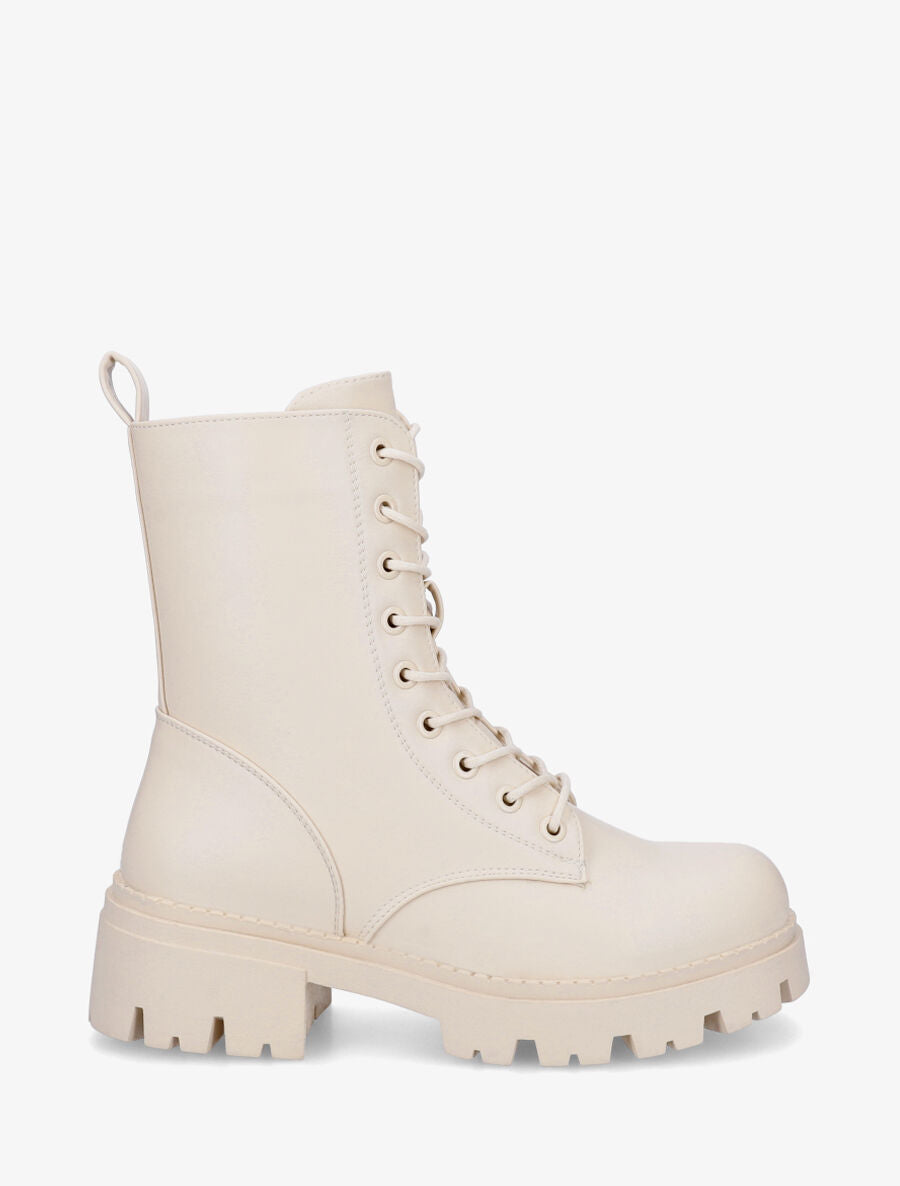 Bottines en simili style rangers - Beige - 1