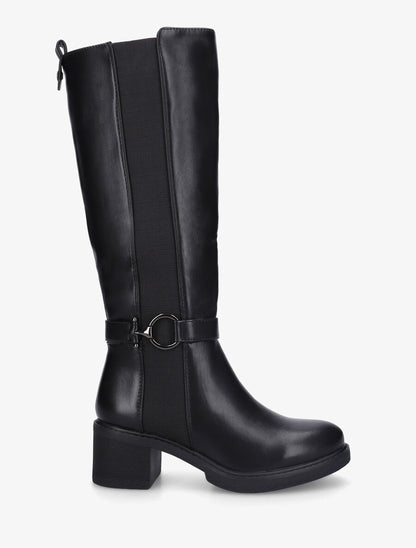 Bottes élastiquées à talon striés - Noir - 1