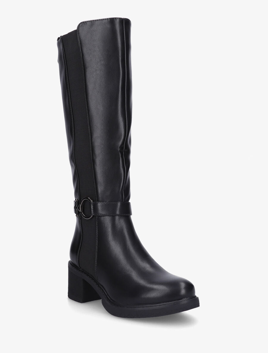 Bottes élastiquées à talon striés - Noir - 2