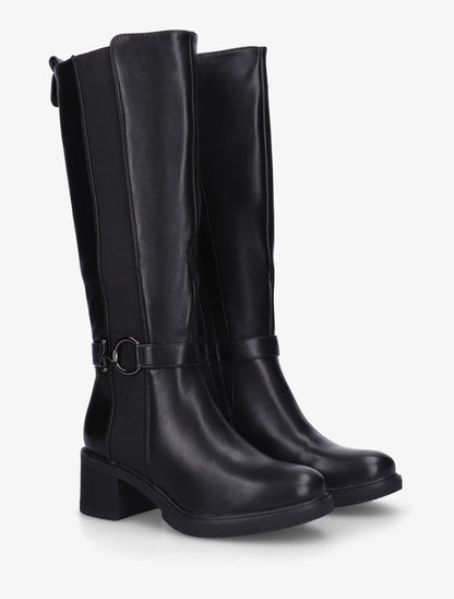 Bottes élastiquées à talon striés - Noir - 4