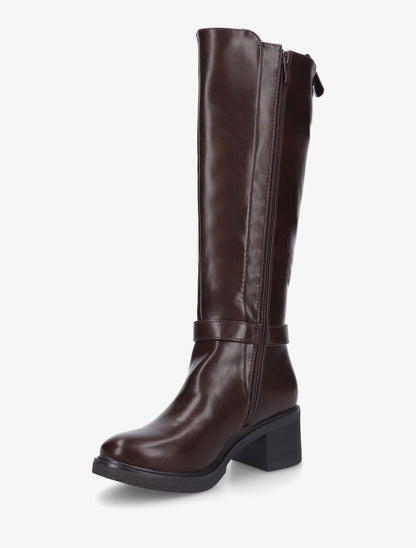 Bottes élastiquées à talon striés - Marron - 3
