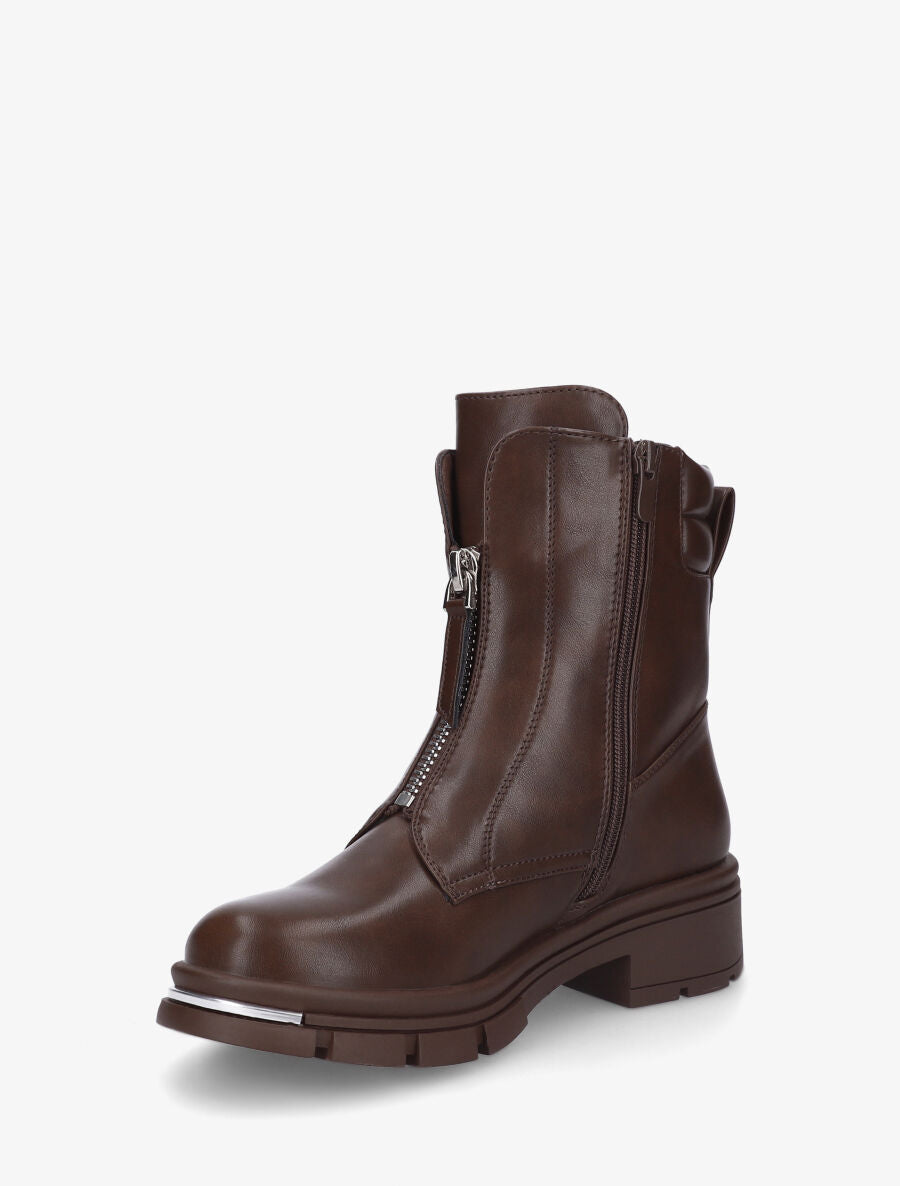 Bottines en simili à contrefort matelassé - Marron - 3