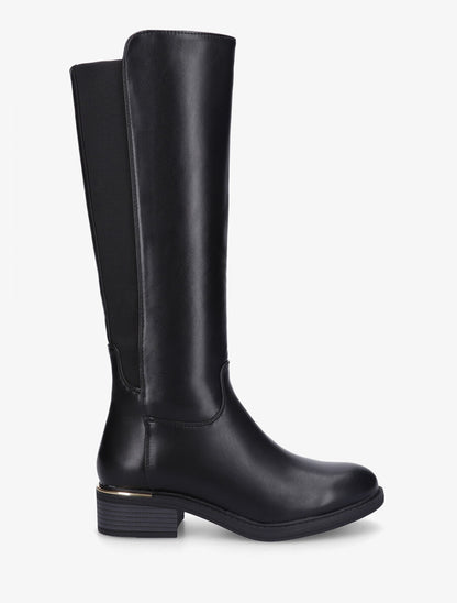 Bottes élastiquées en simili à empiècement métal - Noir - 5