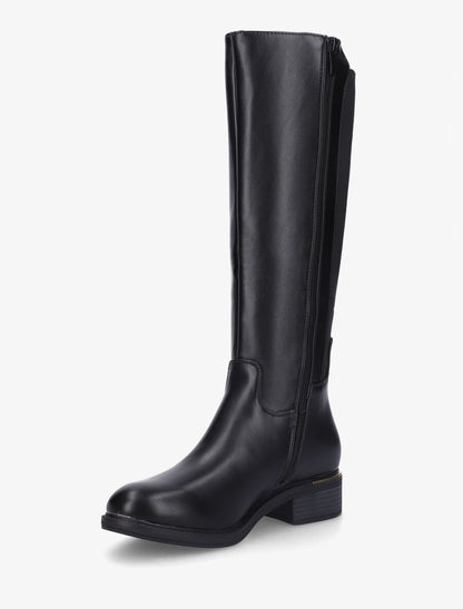 Bottes élastiquées en simili à empiècement métal - Noir - 3