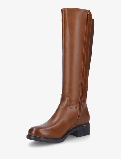 Bottes élastiquées en simili à empiècement métal - Camel - 3