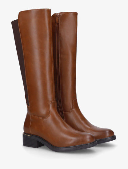Bottes élastiquées en simili à empiècement métal - Camel - 4