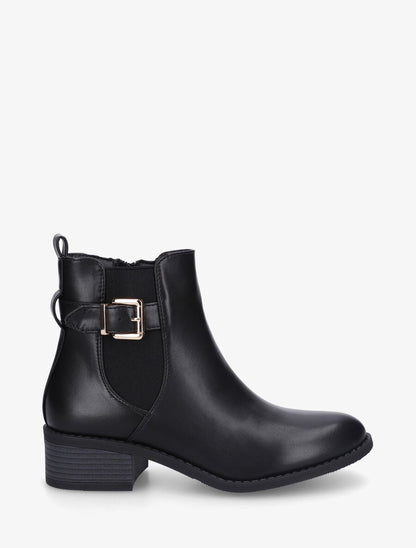 Bottines en simili style chelsea à boucle - Noir - 5