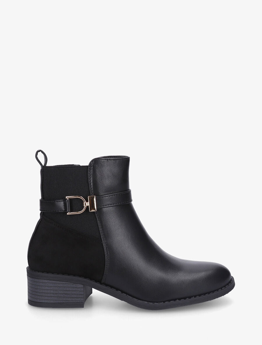 Bottines bimatière à bande élastiquée - Noir - 1